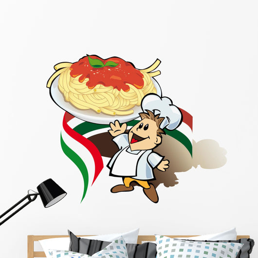 Italian chef with pizza giant Wall Decal