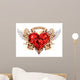 Heart with Ribbons Wings Wall Mural