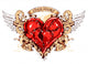 Heart with Ribbons Wings Wall Mural