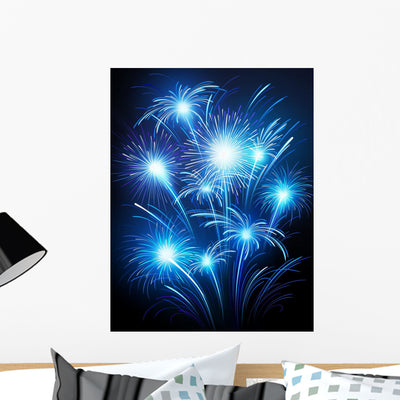 Fireworks Wall Mural shown on a wall