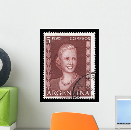 Argentina Vintage Postage Stamp Eva Peron Evita Wall Mural