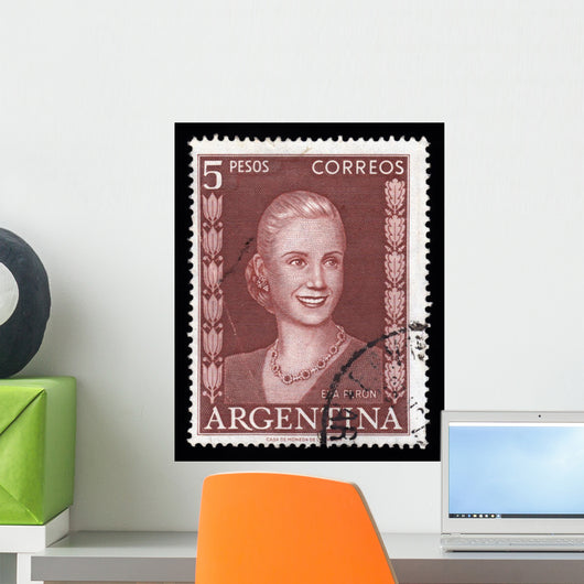 Argentina Vintage Postage Stamp Eva Peron Evita Wall Mural