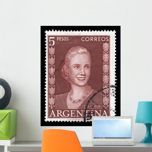 Argentina Vintage Postage Stamp Eva Peron Evita Wall Mural