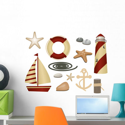 Nautical Lighthouse Wall Stickers shown on a wall