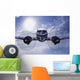 Head-On View Of Twin Engine Propeller Airplane Wall Mural