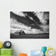 Small Country Church In Grass Field In Black And White Wall Mural