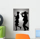 Silhouette Reporter and a Cameraman Wall Mural