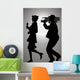Silhouette Reporter and a Cameraman Wall Mural