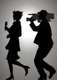 Silhouette Reporter and a Cameraman Wall Mural