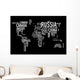 World map: countries of wordcloud Wall Mural