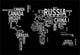 World map: countries of wordcloud Wall Mural
