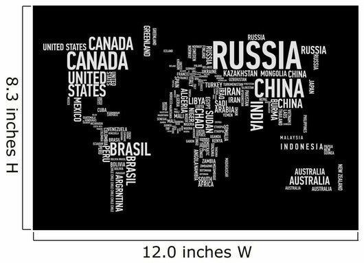World map: countries of wordcloud Wall Mural