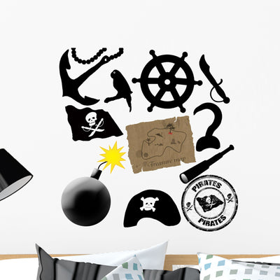 Elements Pirate Wall Decal Sticker Set shown on a wall