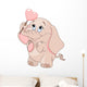 Little baby elephant  holds heart-shaped  lollipop Wall Mural