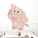 Little baby elephant  holds heart-shaped  lollipop Wall Mural