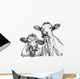 two cows - black and white sketch Wall Decal