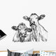 two cows - black and white sketch Wall Decal