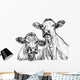 two cows - black and white sketch Wall Decal