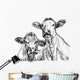 two cows - black and white sketch Wall Decal