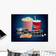 Popcorn, drink and filmstrip Wall Mural