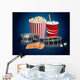 Popcorn, drink and filmstrip Wall Mural
