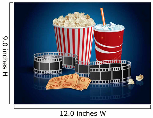 Popcorn, drink and filmstrip Wall Mural