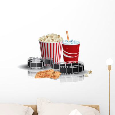 Popcorn Drink and Filmstrip Wall Decal shown on a wall