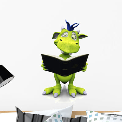 Cute Monster Looking Confused Wall Decal shown on a wall