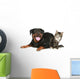 Rottweiler and cat lies on a white background Wall Decal