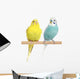 Two Budgie sit on a perch Wall Decal