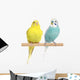 Two Budgie sit on a perch Wall Decal