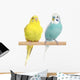 Two Budgie sit on a perch Wall Decal