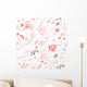 Seamless Floral Pattern with Wall Decal Design 1