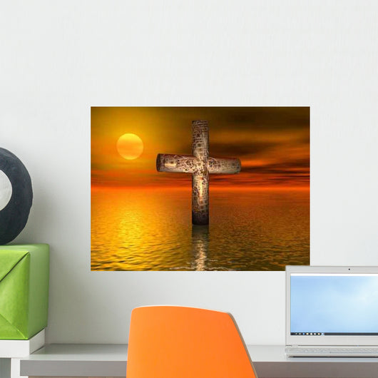 Old Rusted Cross Open Wall Decal