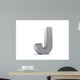 Letter J as Brushed Metal Object over White Wall Decal