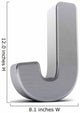 Letter J as Brushed Metal Object over White Wall Decal