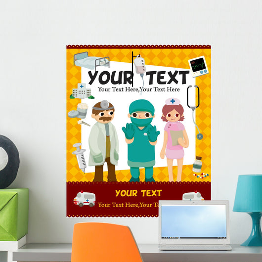 Cartoon Doctor Card Wall Mural