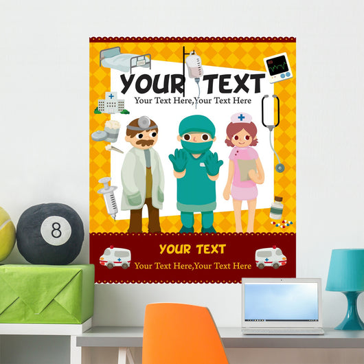 Cartoon Doctor Card Wall Mural