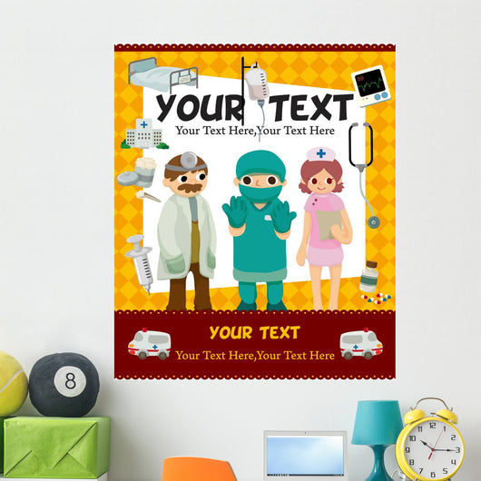 Cartoon Doctor Card Wall Mural
