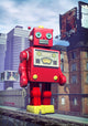 giant tin toy robot and city Wall Mural