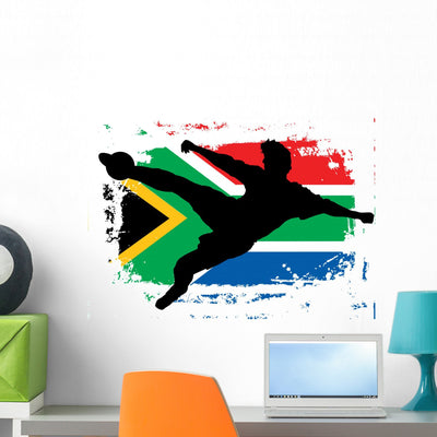 Soccer Player Vector Wall Mural shown on a wall