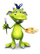 Cute cartoon monster ready to paint. Wall Decal