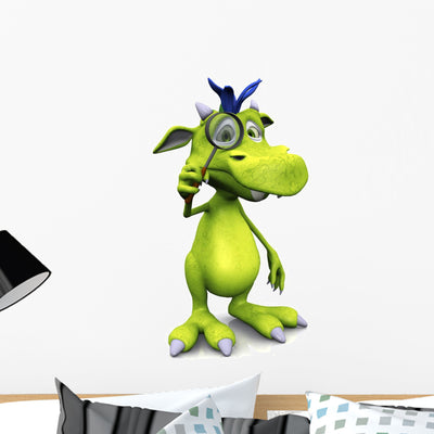 Cute Cartoon Monster with Wall Decal shown on a wall