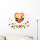Heart Decorated With Flowers and Butterflies Wall Decal