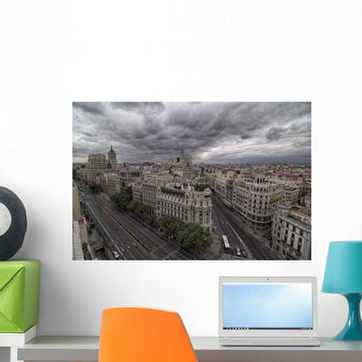 Gran via Madrid Spain Wall Decal shown on a wall