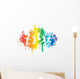 jumping people on a ink splat rainbow Wall Decal