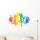 jumping people on a ink splat rainbow Wall Decal