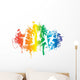 jumping people on a ink splat rainbow Wall Decal