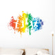 jumping people on a ink splat rainbow Wall Decal