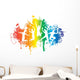 jumping people on a ink splat rainbow Wall Decal